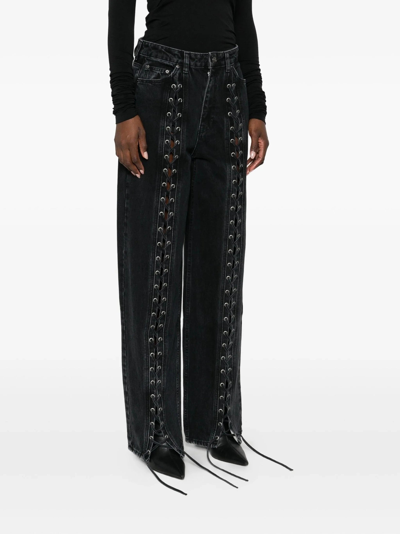 Laced wide leg jeans