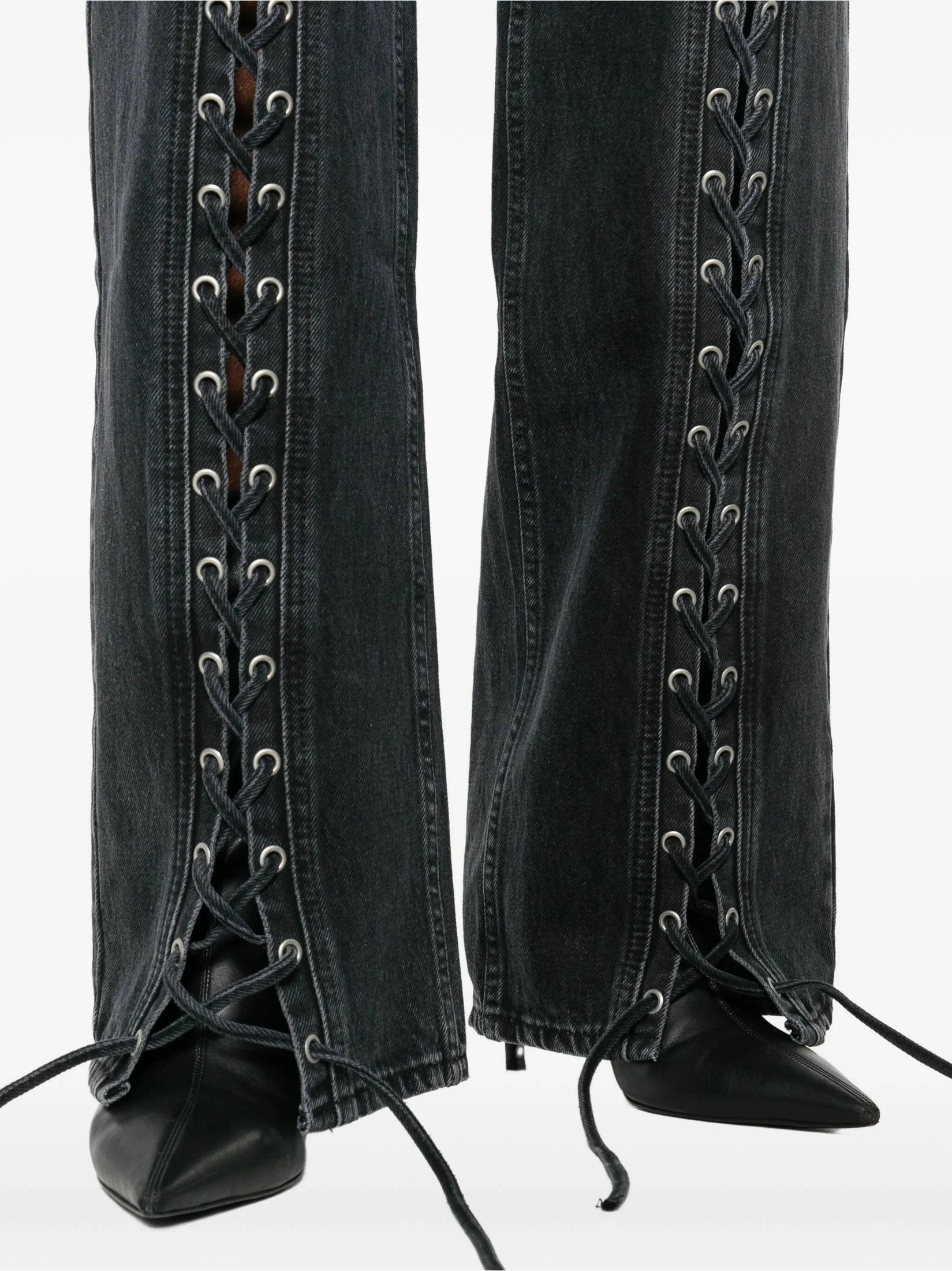 Laced wide leg jeans