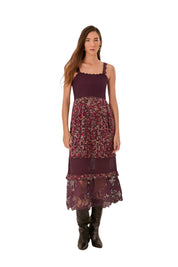 Purple chelsea garden embroidered lace midi dress