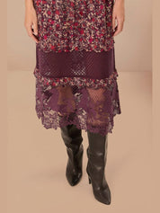 Purple chelsea garden embroidered lace midi dress
