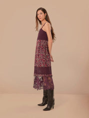 Purple chelsea garden embroidered lace midi dress