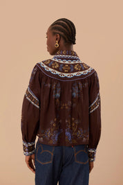 Brown embroidered garden blouse