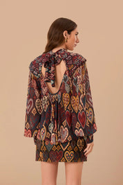 Black hearts ikat blouse