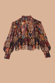 Black hearts ikat blouse