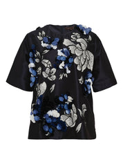 Jael embellished taffeta top with fabric embroidery applique