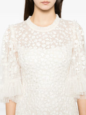 Scatter blossom round neck ankle gown