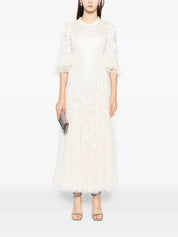 Scatter blossom round neck ankle gown