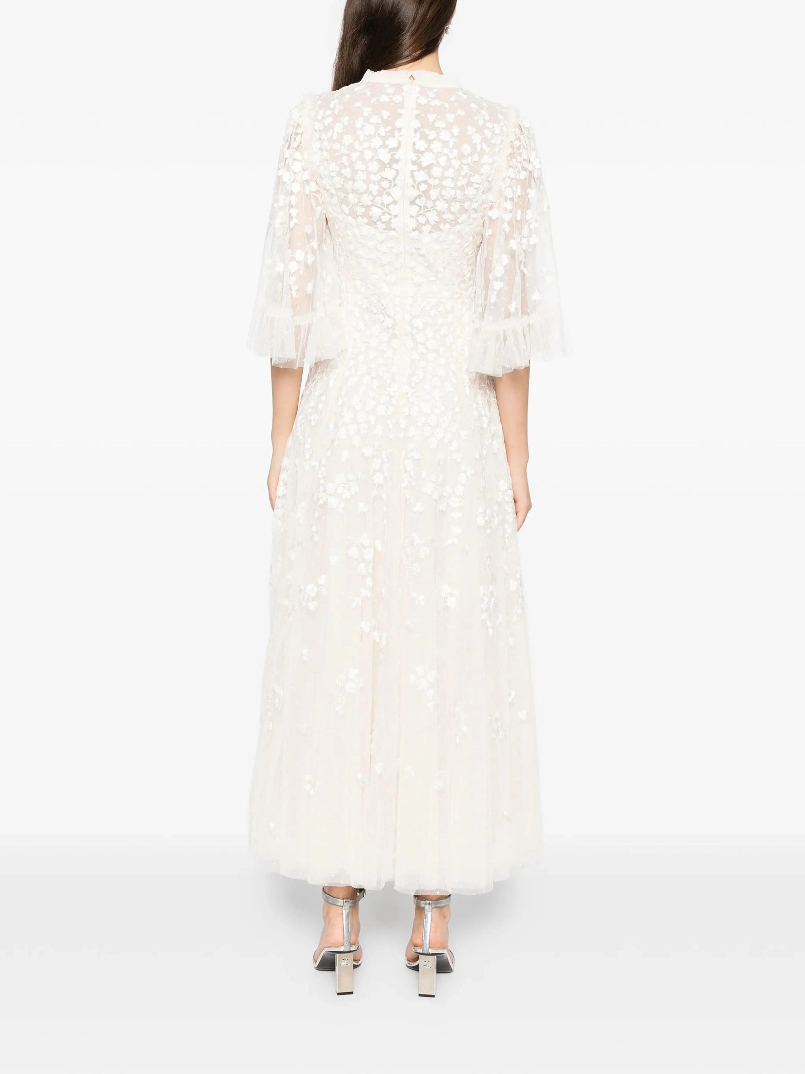 Scatter blossom round neck ankle gown