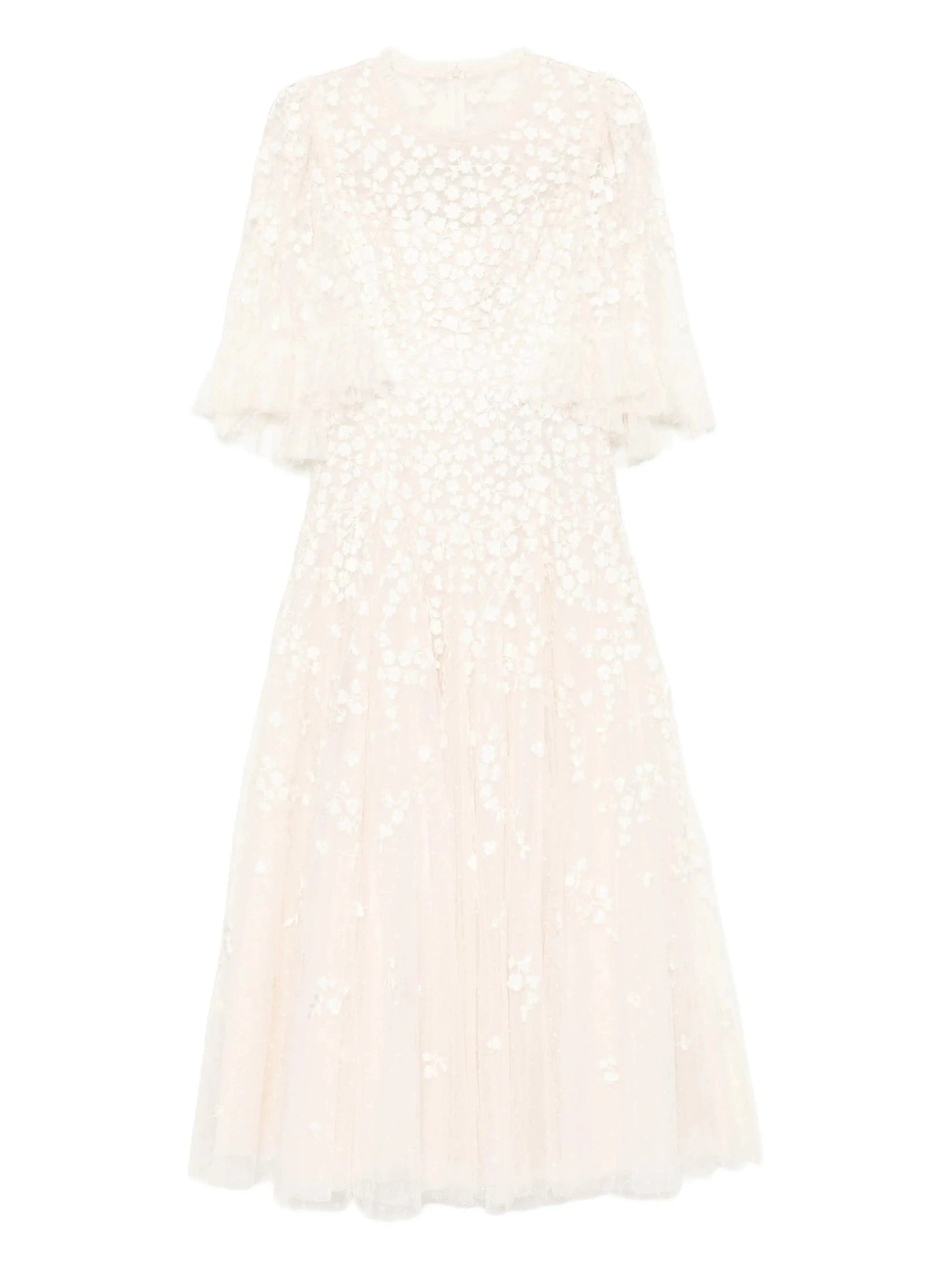 Scatter blossom round neck ankle gown
