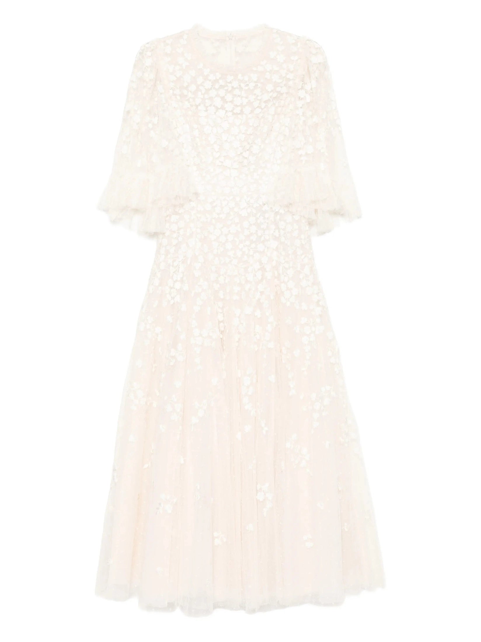 Scatter blossom round neck ankle gown