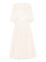 Scatter blossom round neck ankle gown