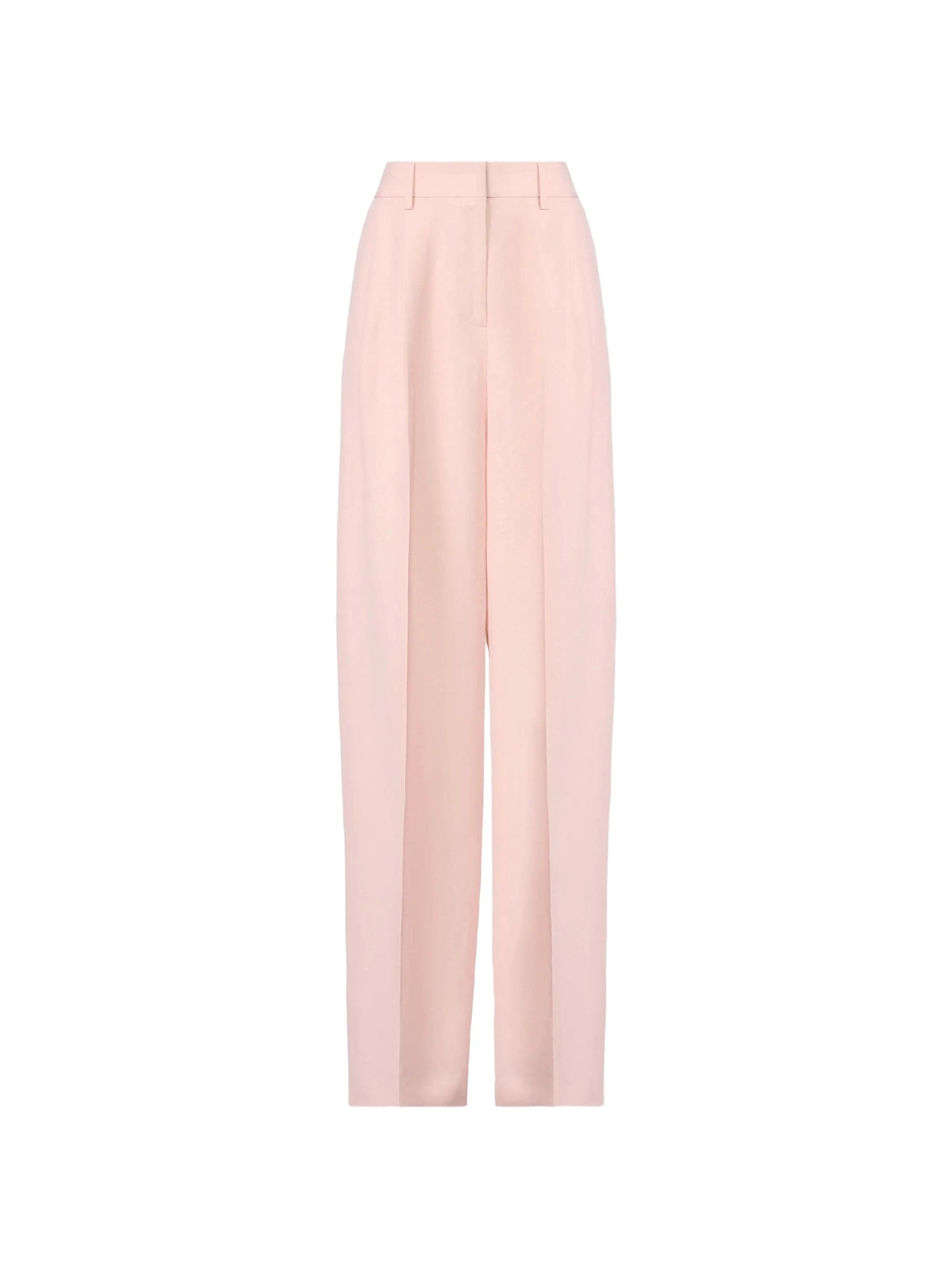 Viscose linen double pleat wide trousers