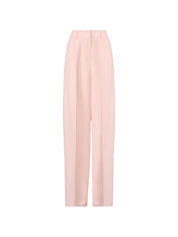 Viscose linen double pleat wide trousers
