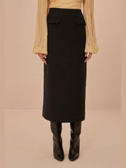 Black midi skirt