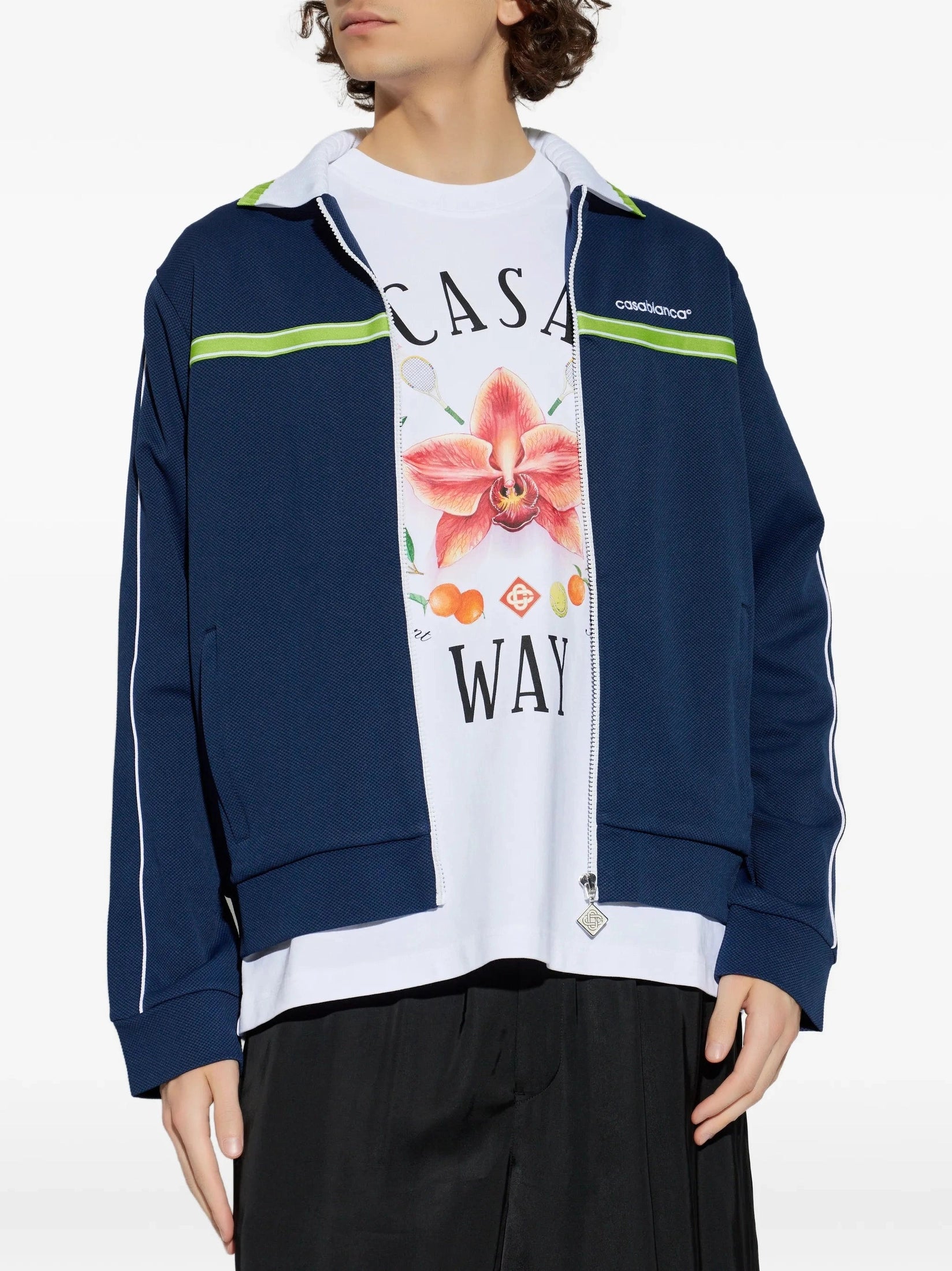 Round pique track jacket
