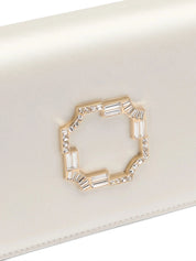 Vivien White Satin Clutch Bag