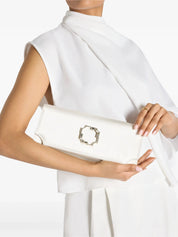 Vivien White Satin Clutch Bag