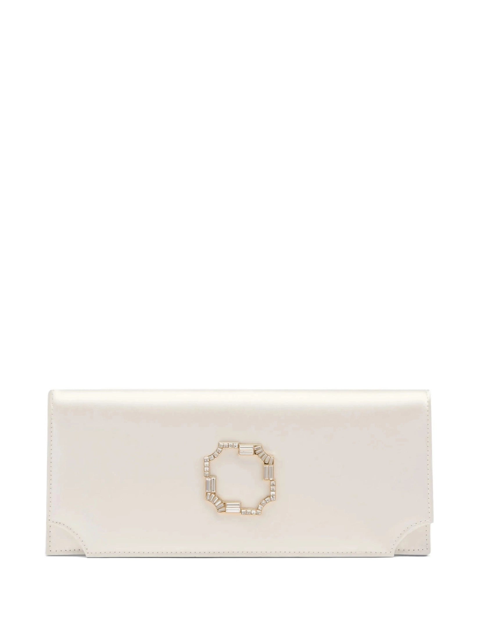 Vivien White Satin Clutch Bag