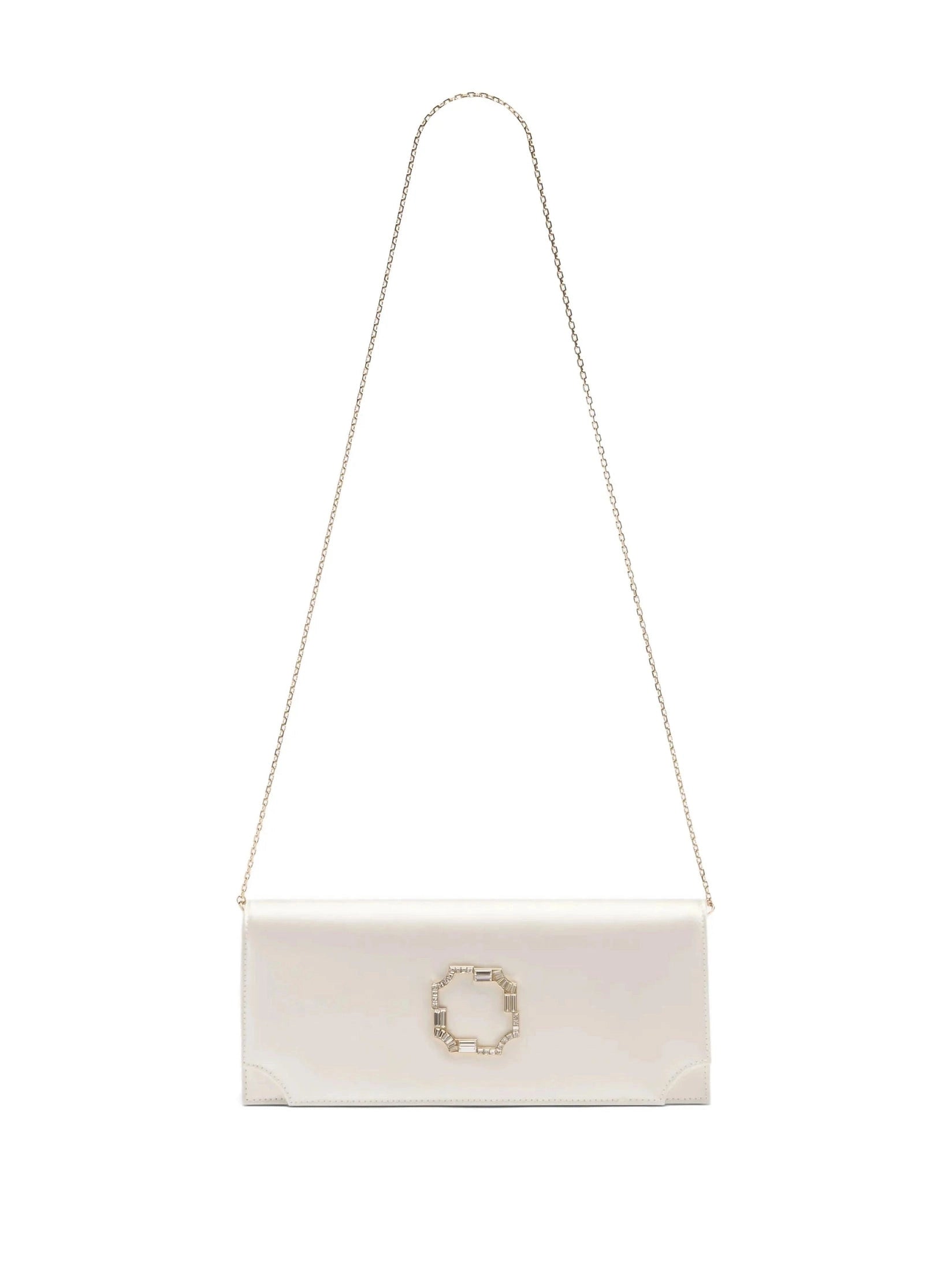 Vivien White Satin Clutch Bag