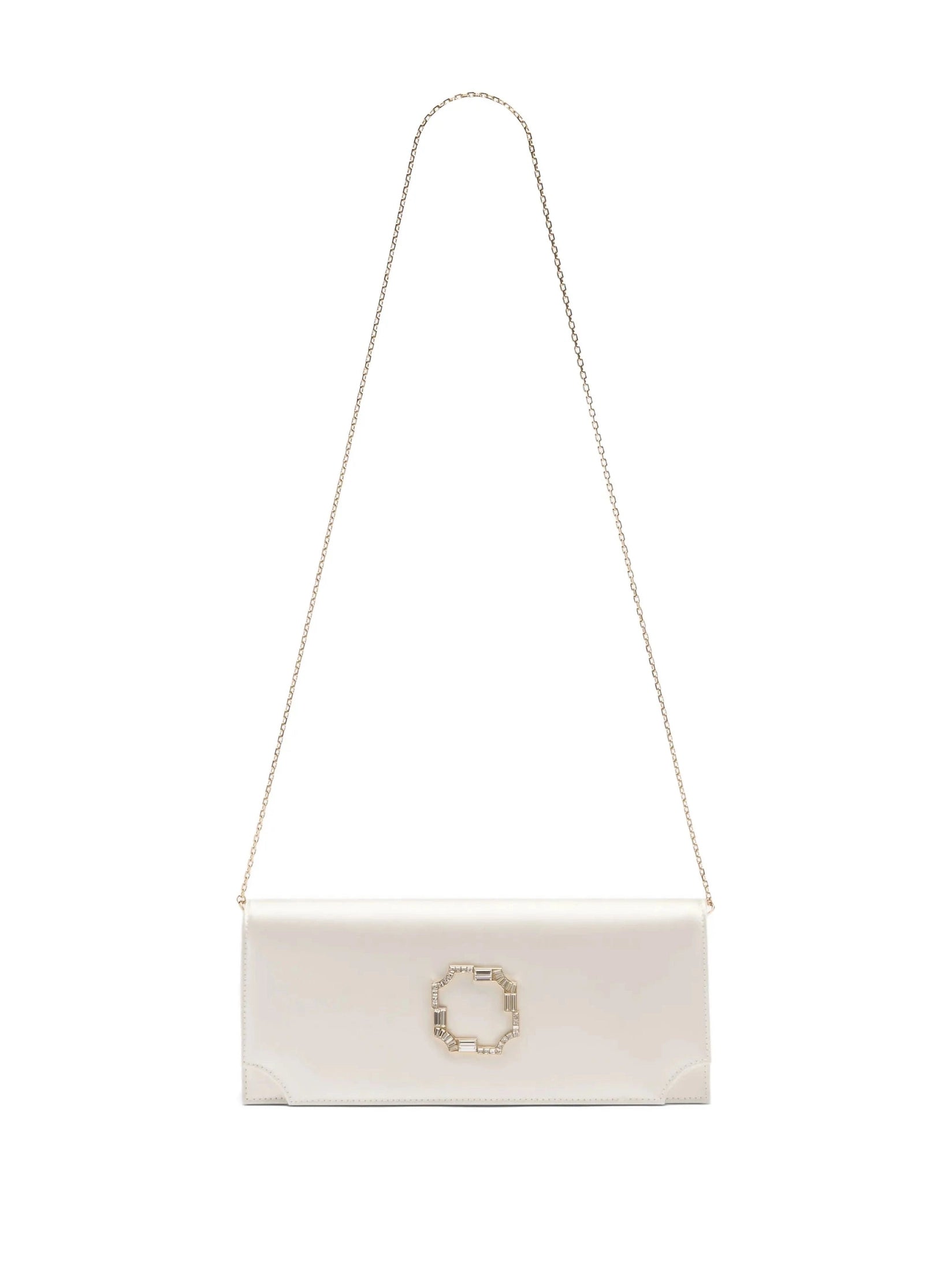 Vivien White Satin Clutch Bag