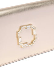 Vivien champagne metallic leather clutch bag
