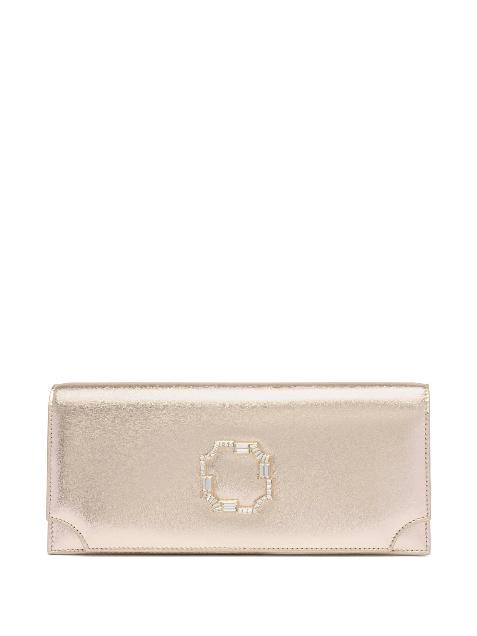 Vivien champagne metallic leather clutch bag