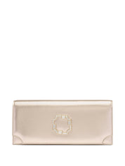 Vivien champagne metallic leather clutch bag