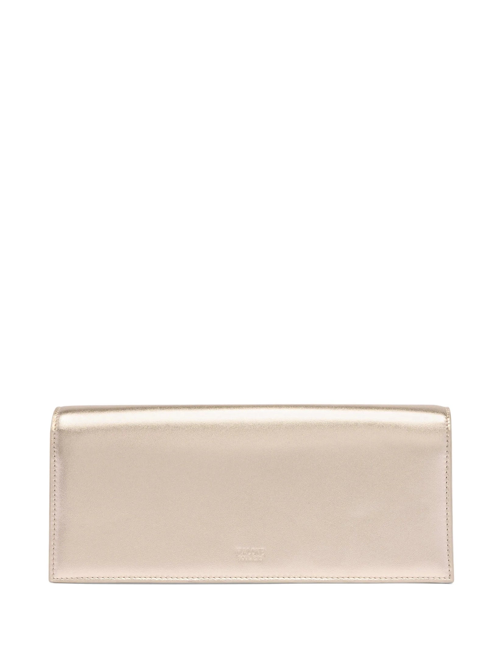 Vivien champagne metallic leather clutch bag