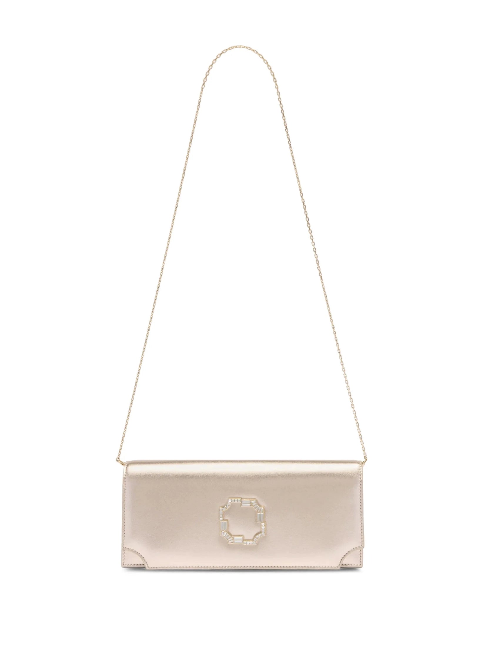 Vivien champagne metallic leather clutch bag