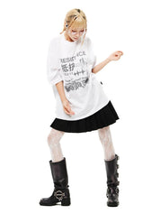 Oversized hip hop dance studio resistance graphics short sleeve t-shirt