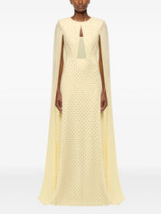 CHIFFON CAPE ON DIAMANTE CREPE GOWN