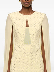 CHIFFON CAPE ON DIAMANTE CREPE GOWN