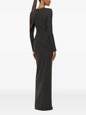 JERSEY DIAMANTE DRAPE AND METAL TRIM GOWN