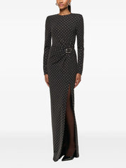 JERSEY DIAMANTE DRAPE AND METAL TRIM GOWN