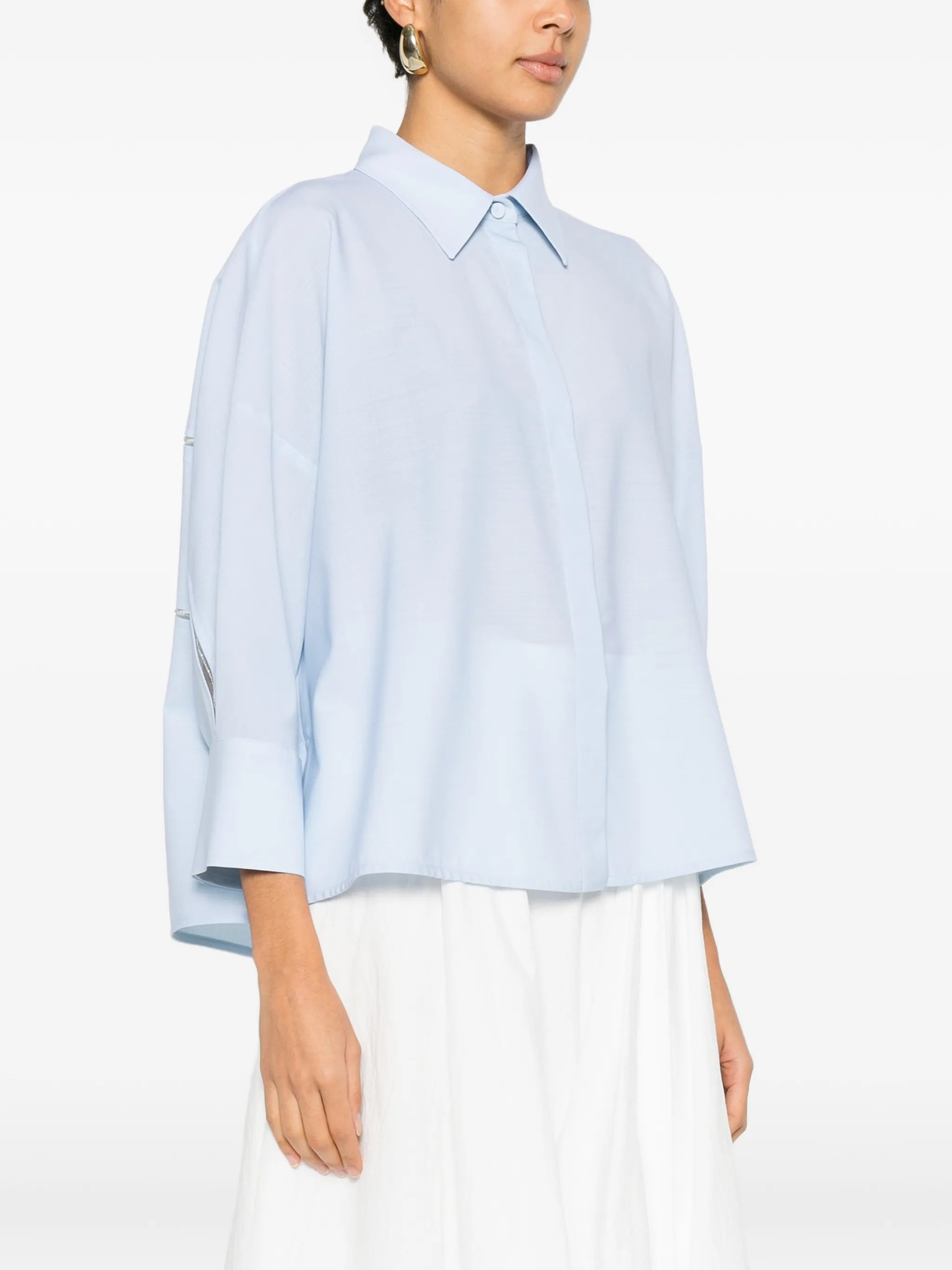 Cropped shirt in cool bistretch wool