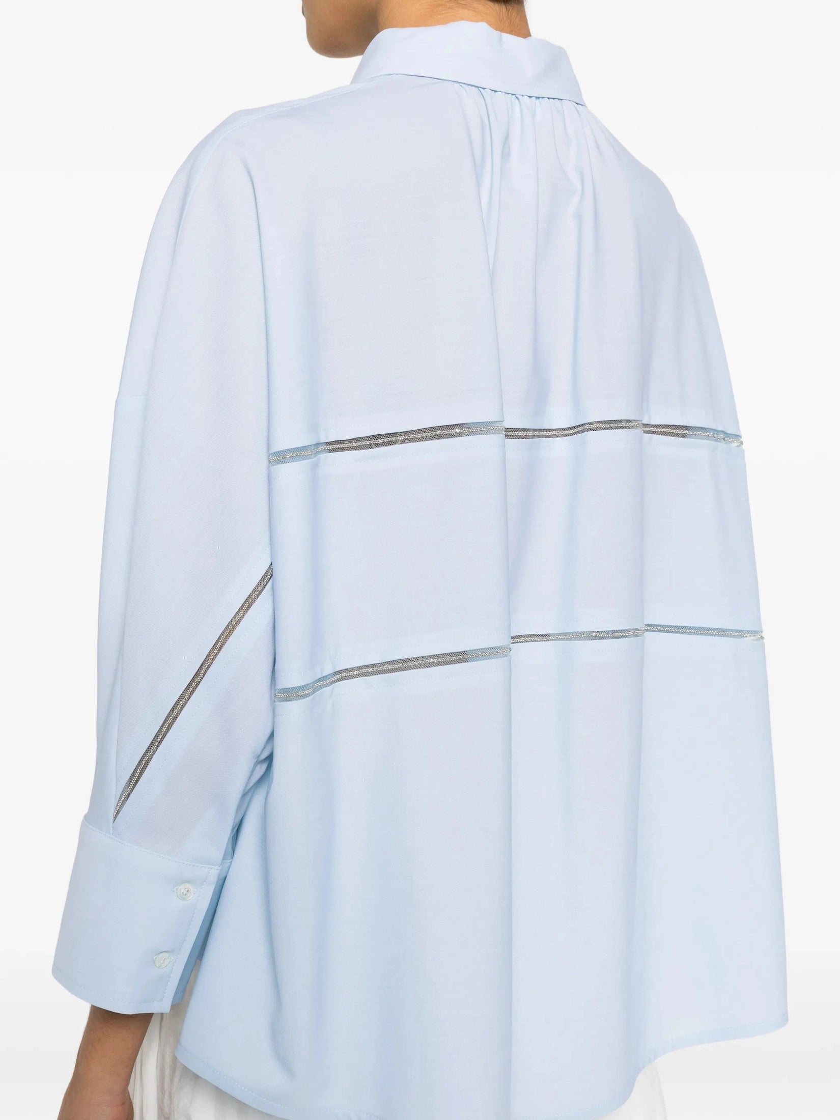 Cropped shirt in cool bistretch wool