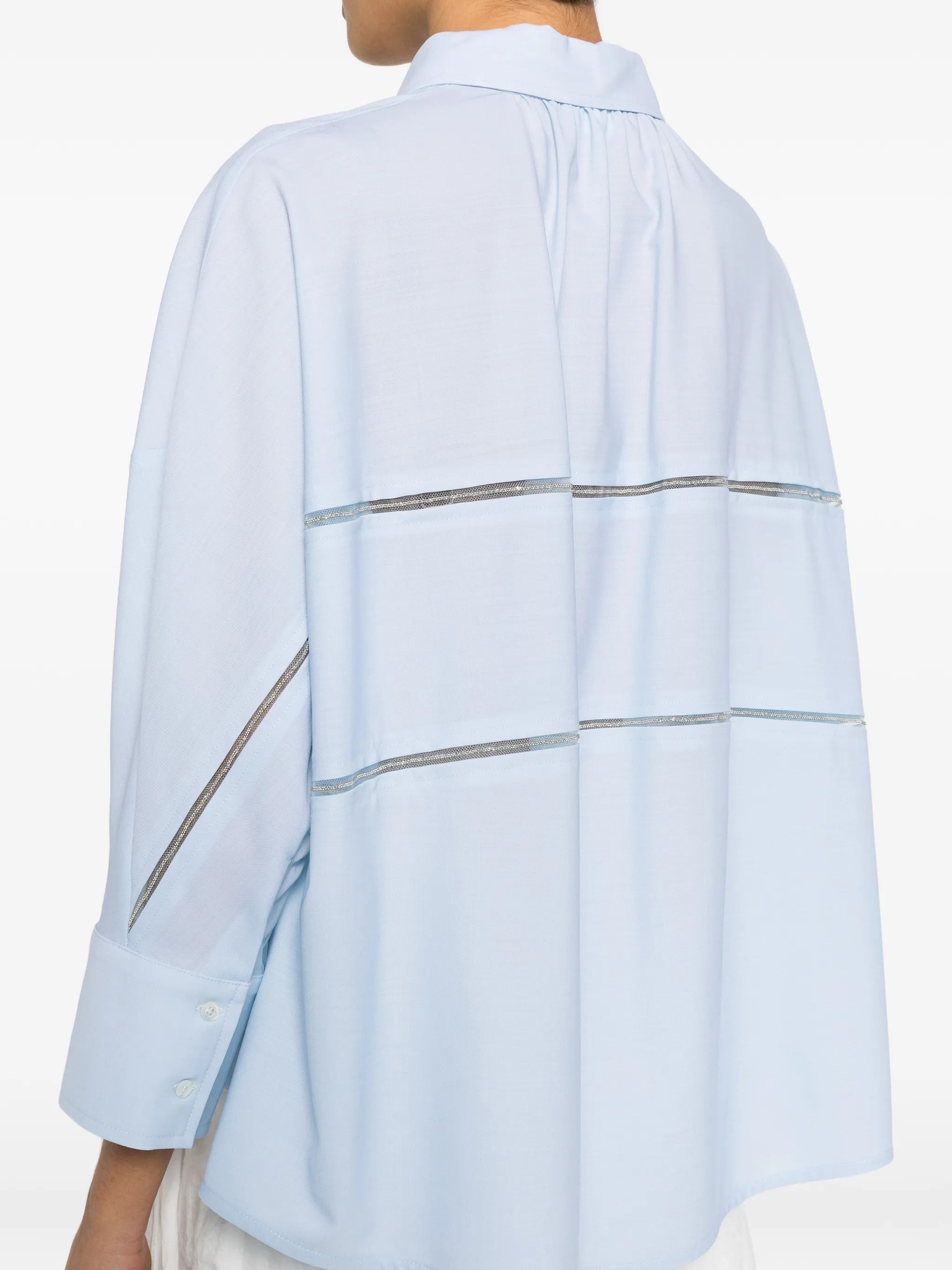 Cropped shirt in cool bistretch wool