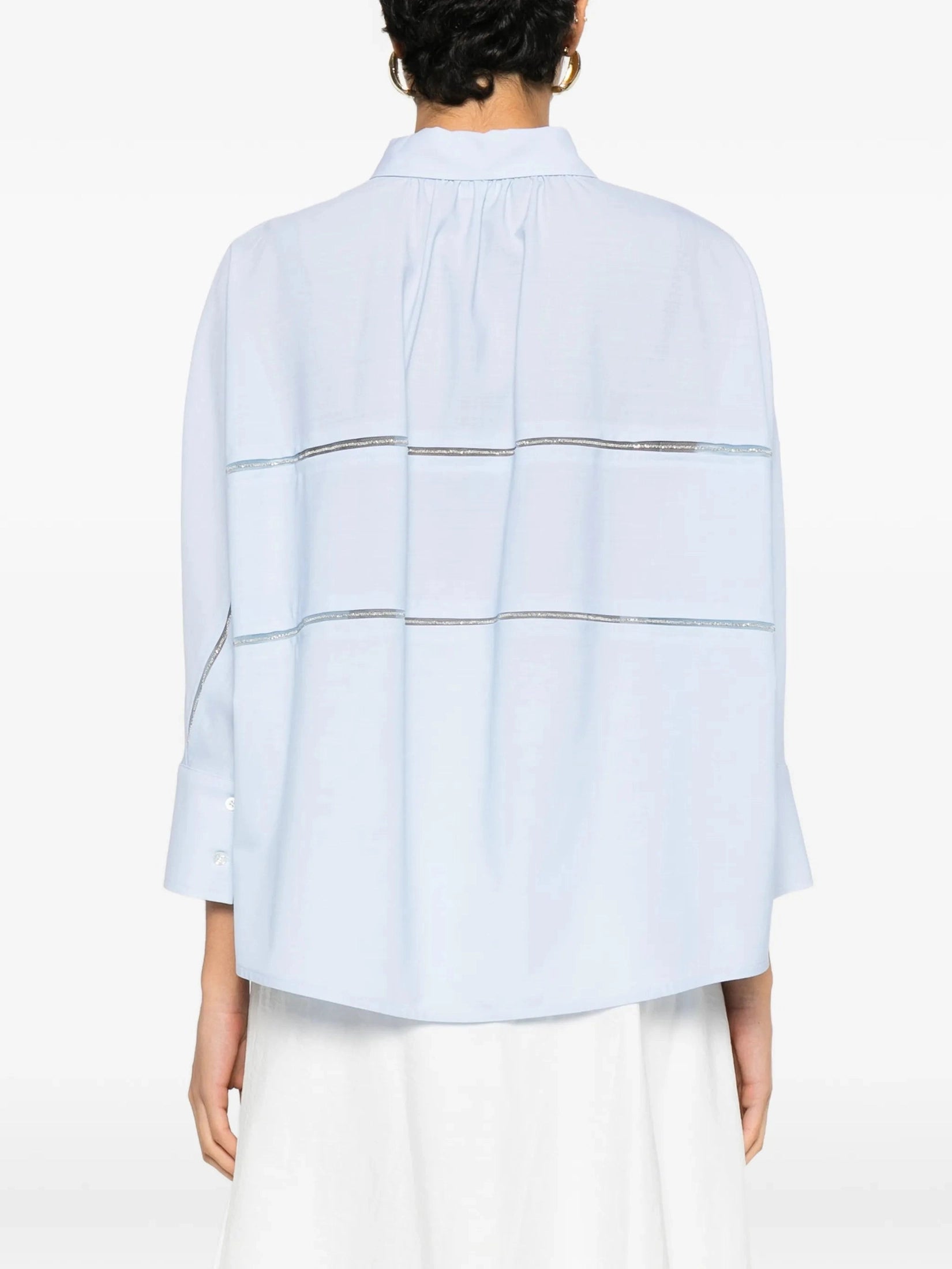 Cropped shirt in cool bistretch wool
