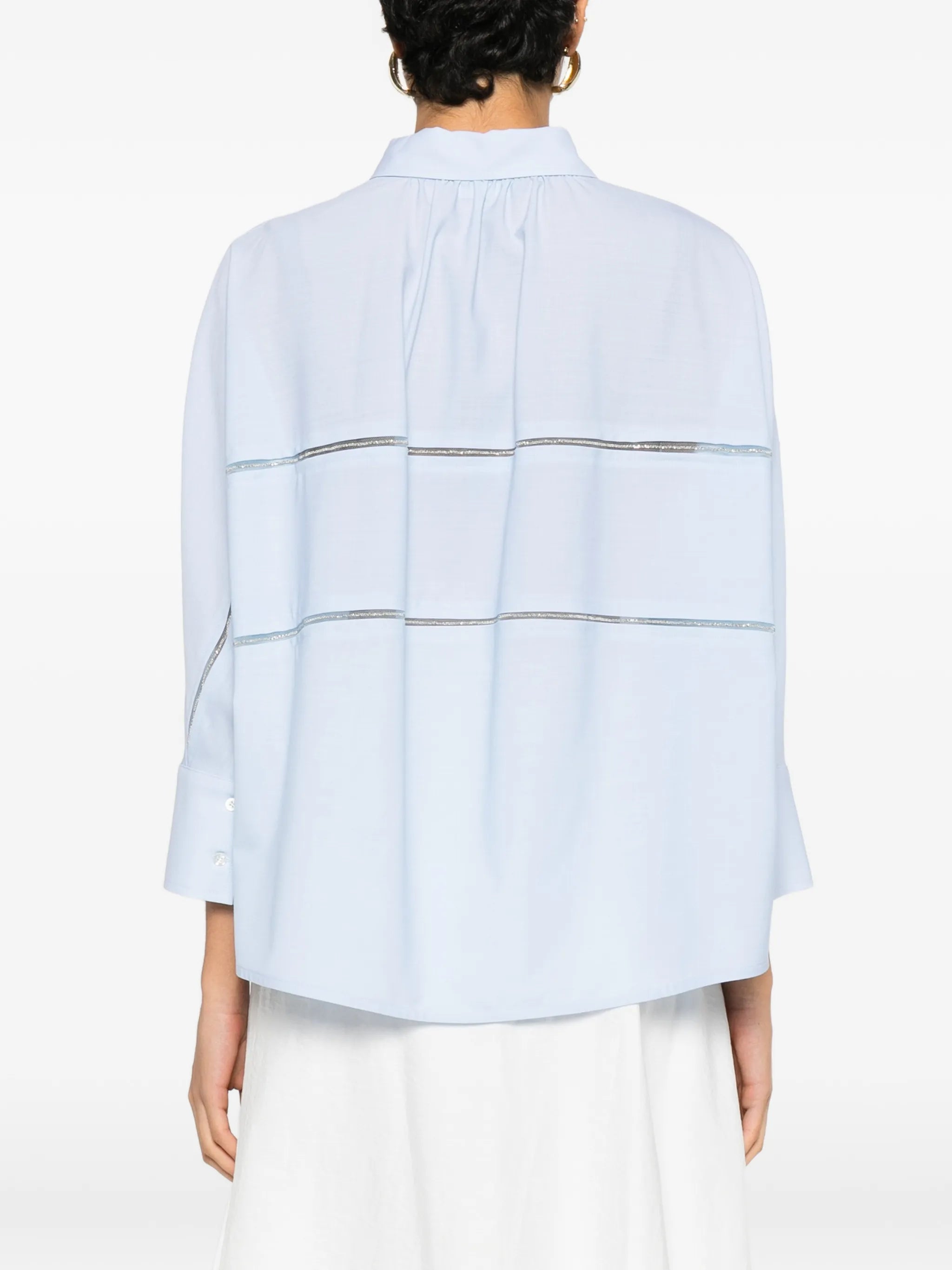 Cropped shirt in cool bistretch wool