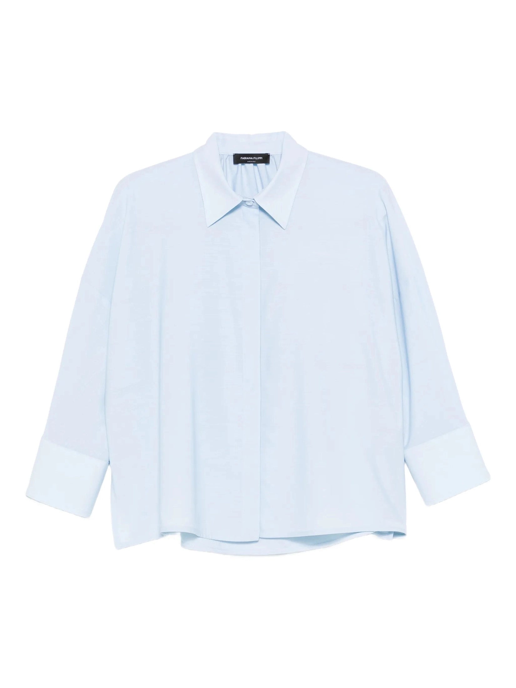 Cropped shirt in cool bistretch wool