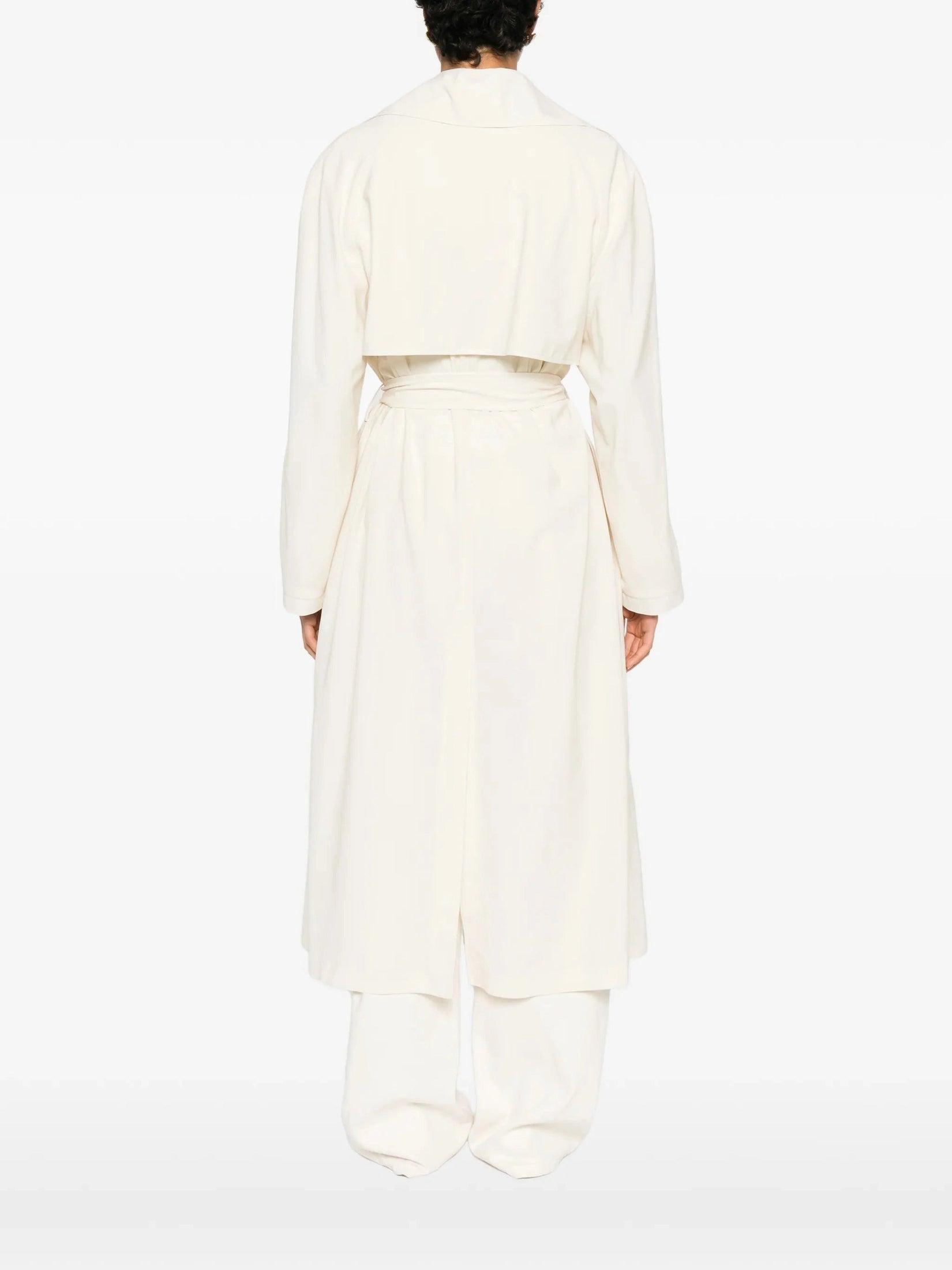 Bistretch wool trench with self belt
