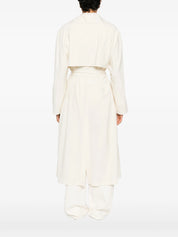 Bistretch wool trench with self belt