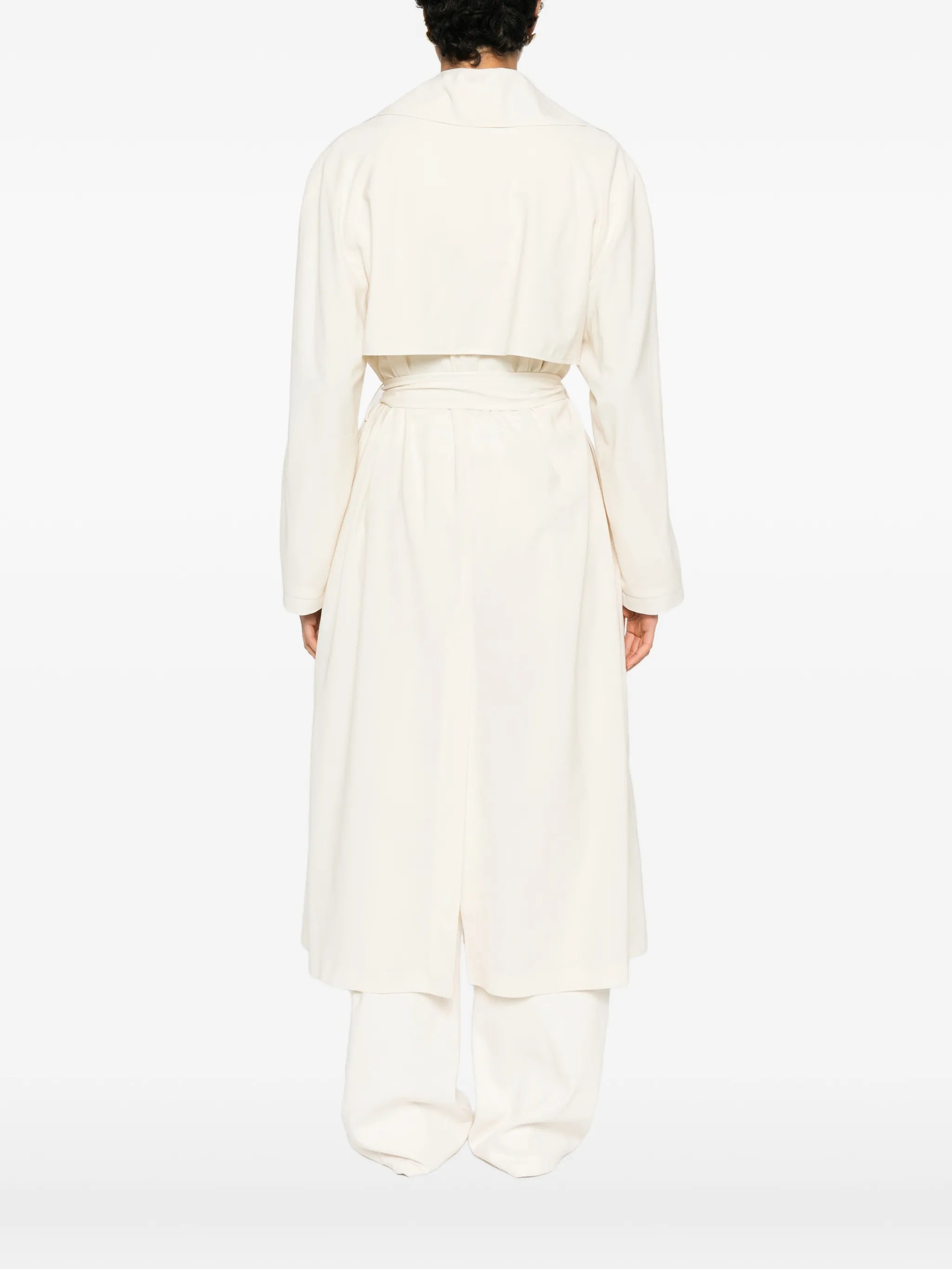 Bistretch wool trench with self belt