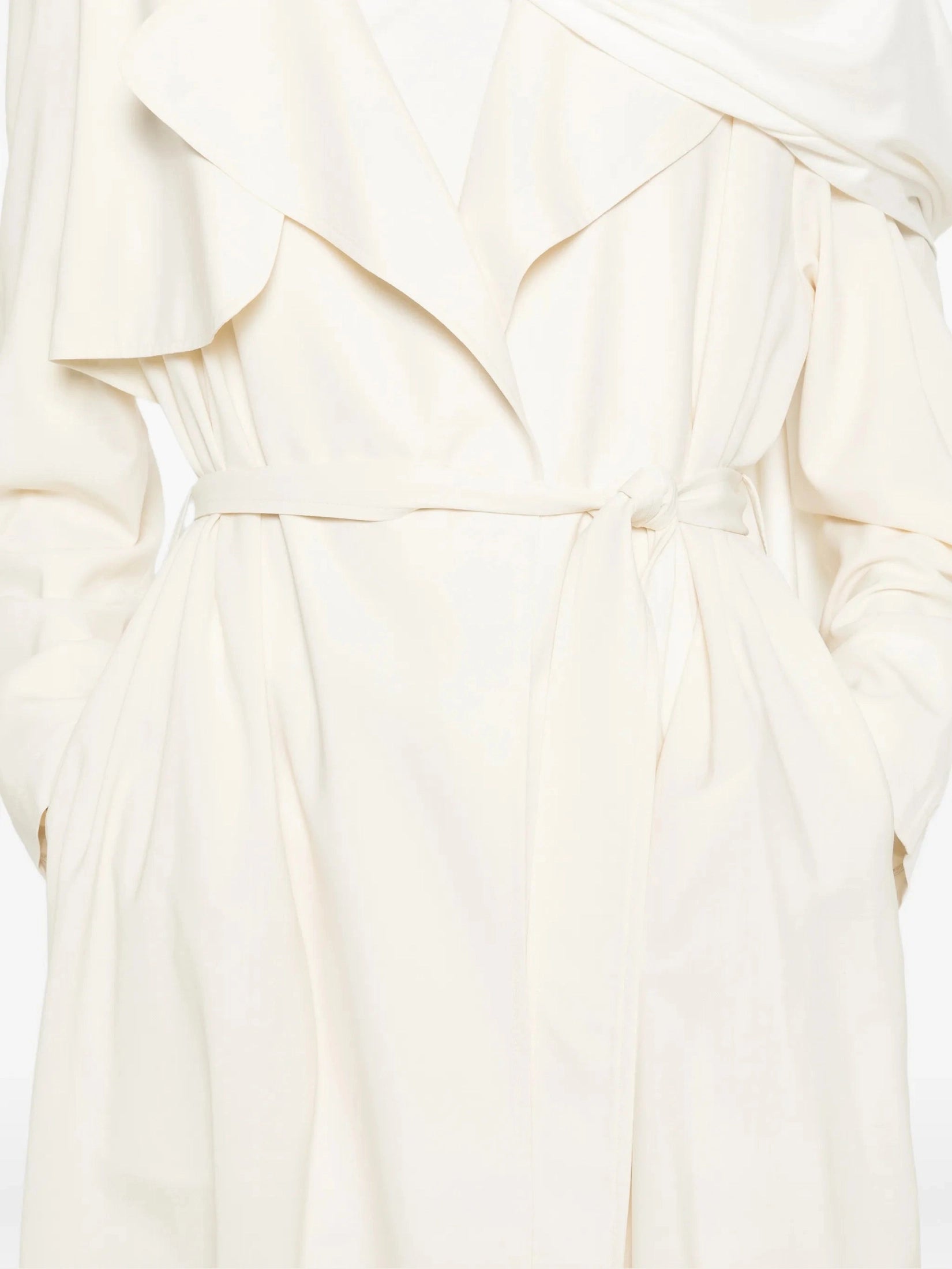 Bistretch wool trench with self belt