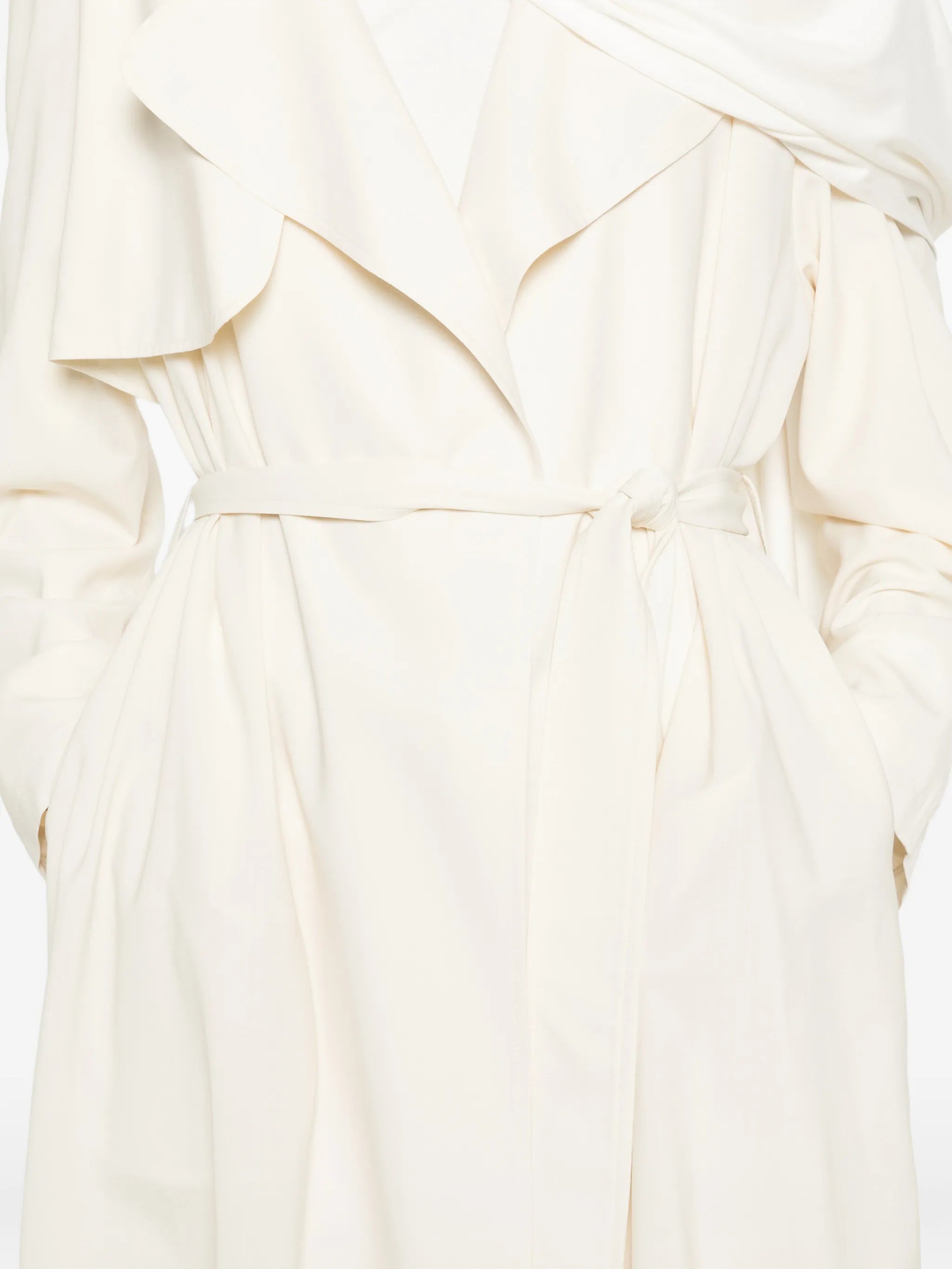 Bistretch wool trench with self belt