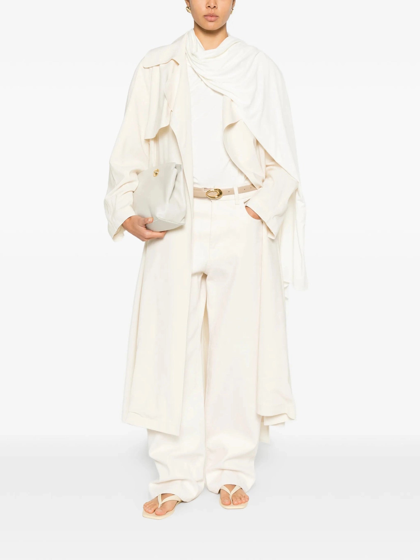 Bistretch wool trench with self belt