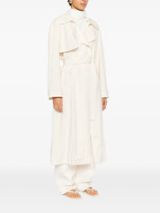 Bistretch wool trench with self belt