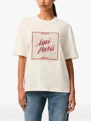 White Cotton Ami Paris Heritage Print T-shirt