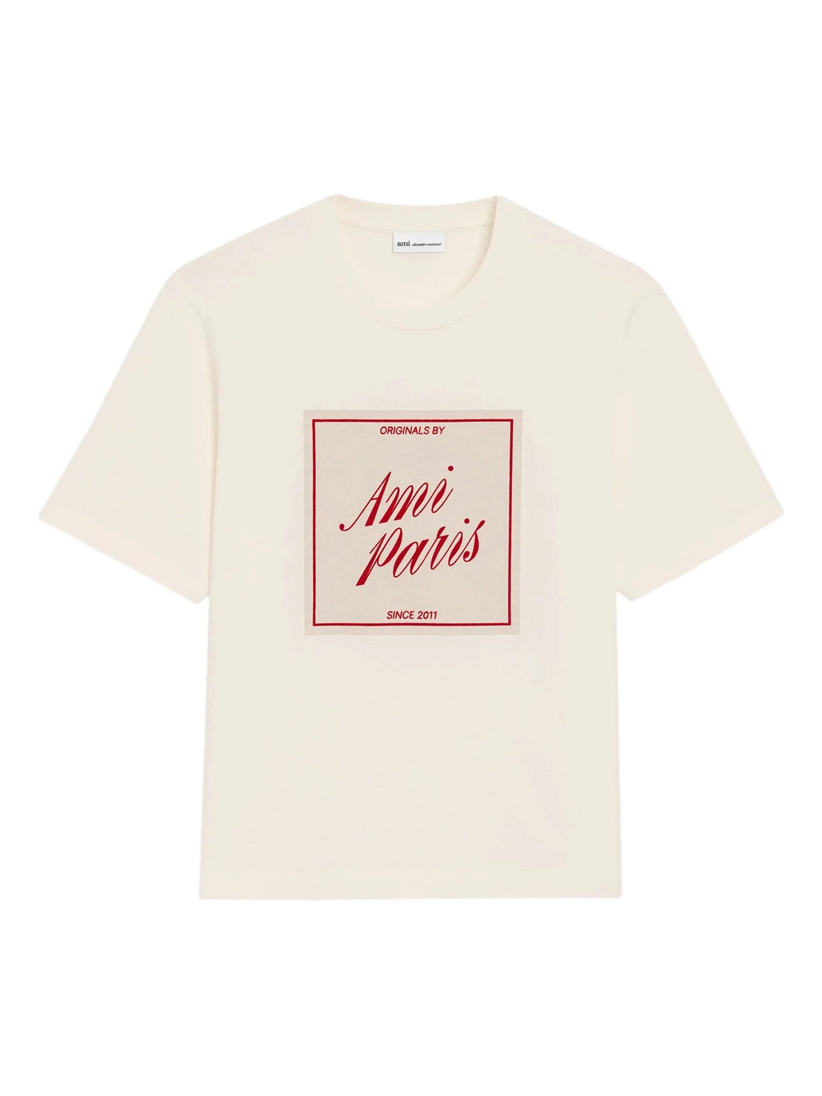 White Cotton Ami Paris Heritage Print T-shirt