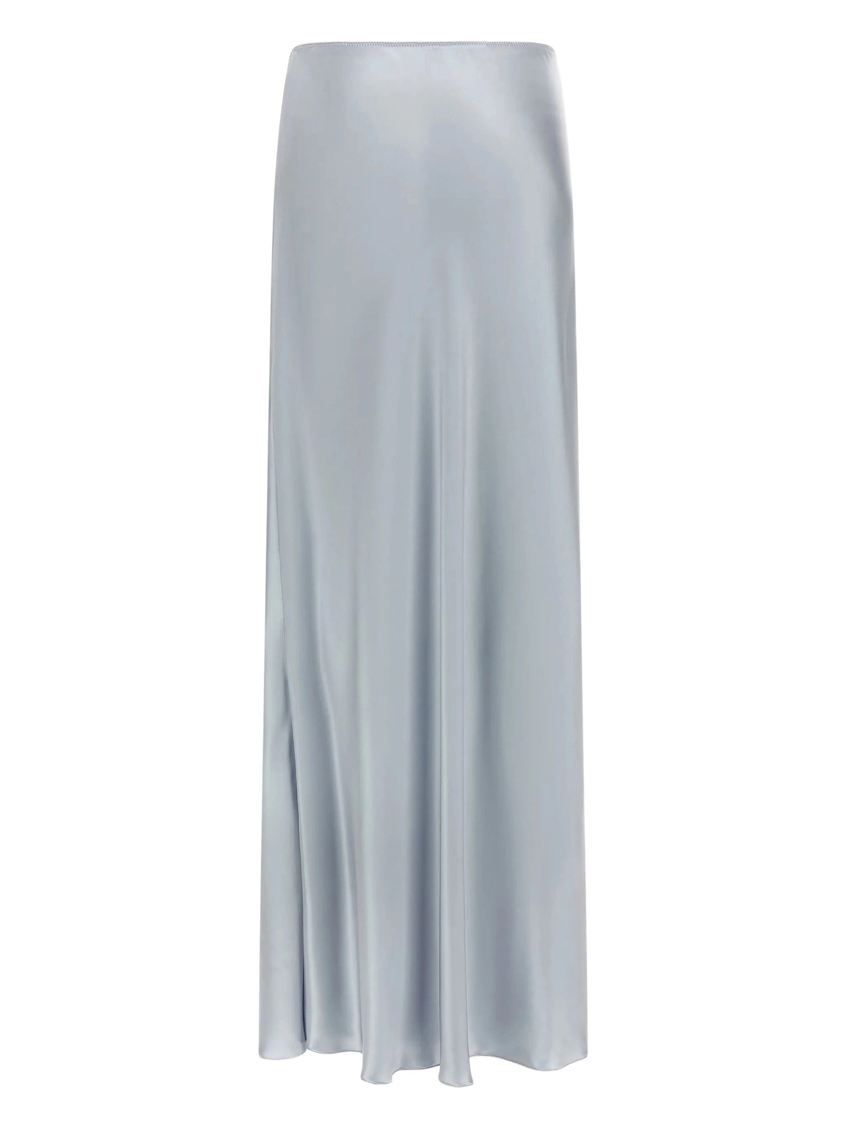 Asymmetric skirt in aqua satin